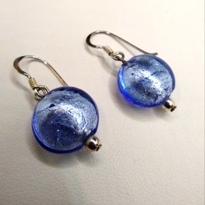 BLUE MURANO GLASS EARRINGS REAL VENICE GLASS